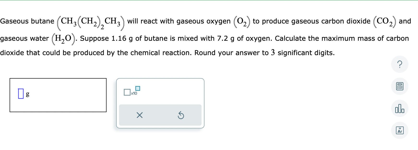 Solved Gaseous Butane Ch Ch Ch Will React With Gaseous Chegg