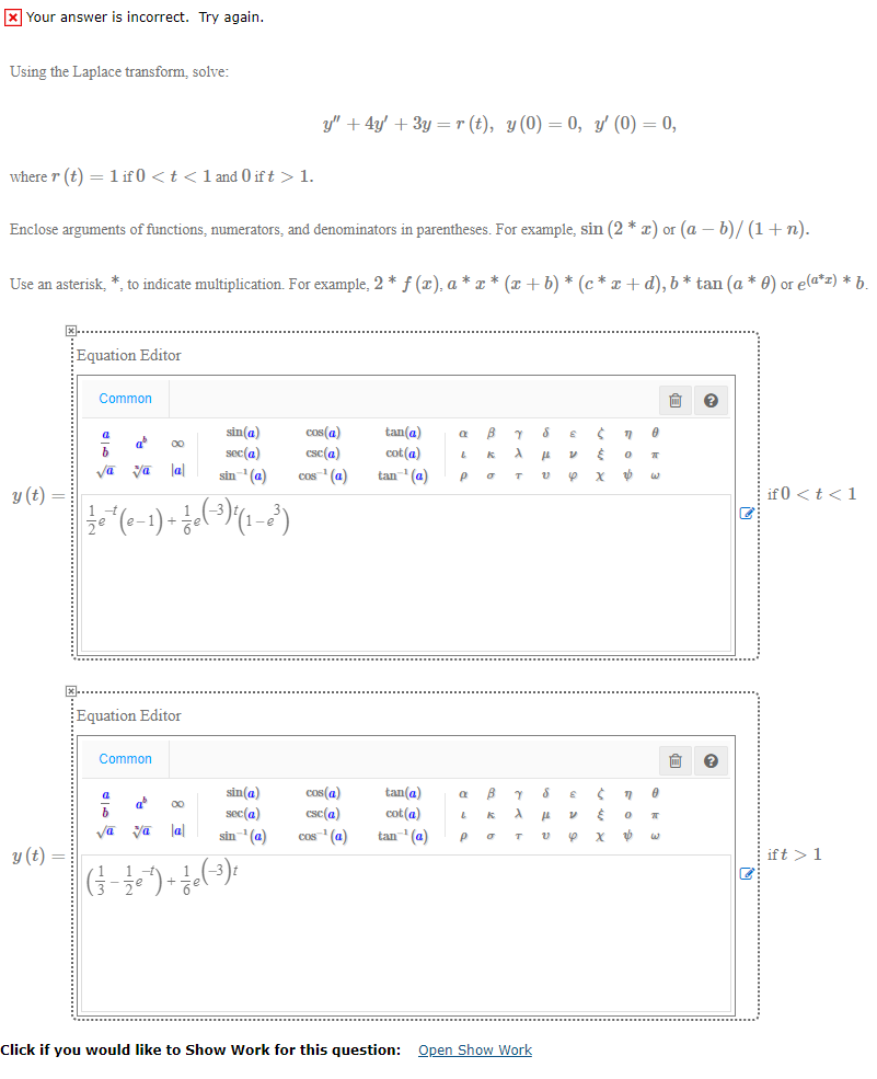 Solved X Your Answer Is Incorrect Try Again Using The Chegg