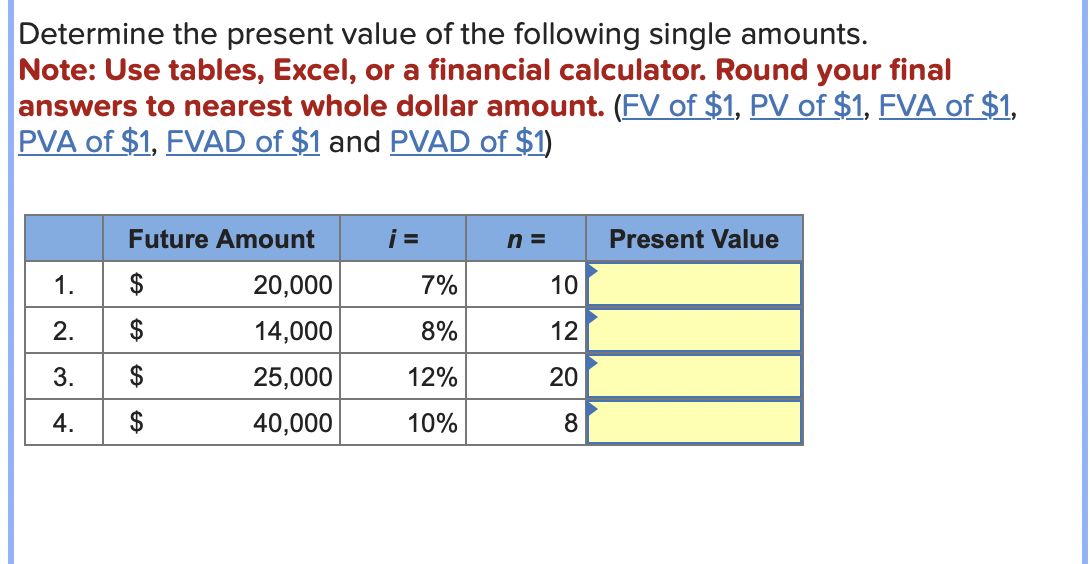 Solved Determine The Present Value Of The Following Single Chegg