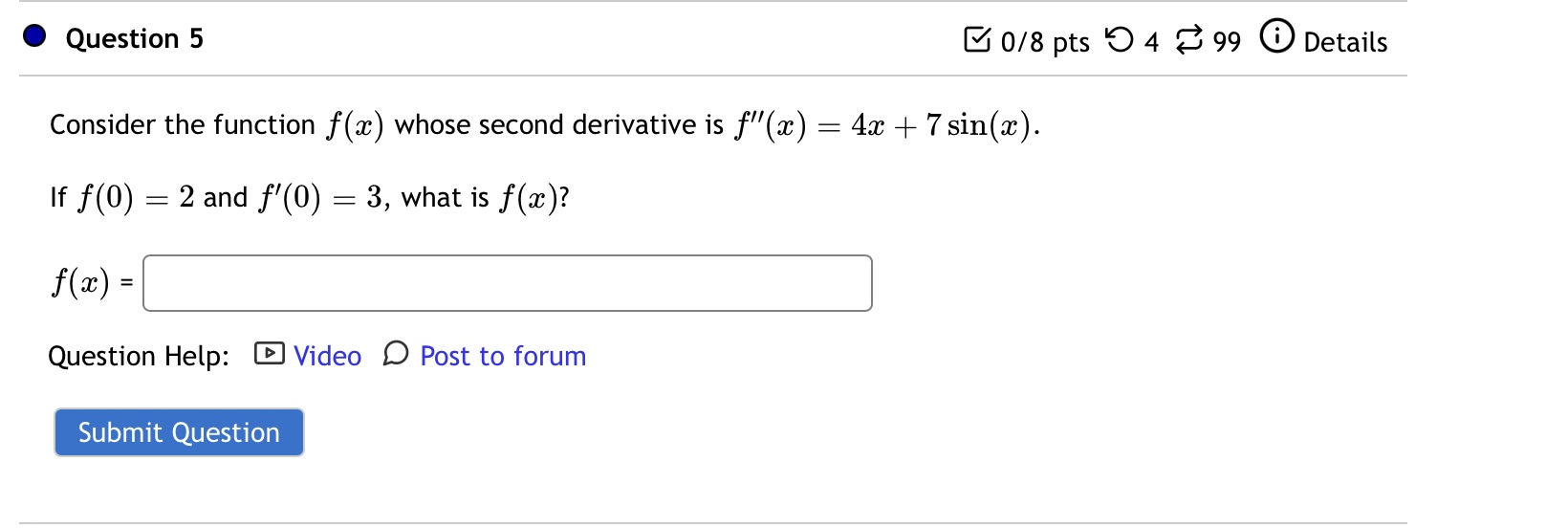 Solved Consider The Function F X Whose Second Derivative Is Chegg