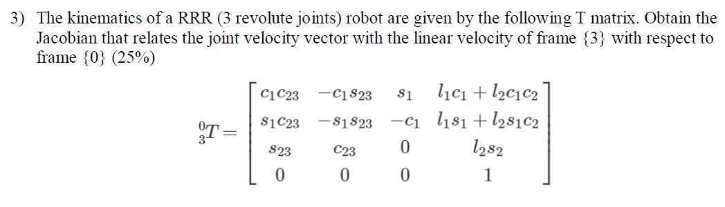 Solved 3 The Kinematics Of A RRR 3 Revolute Joints Robot Chegg