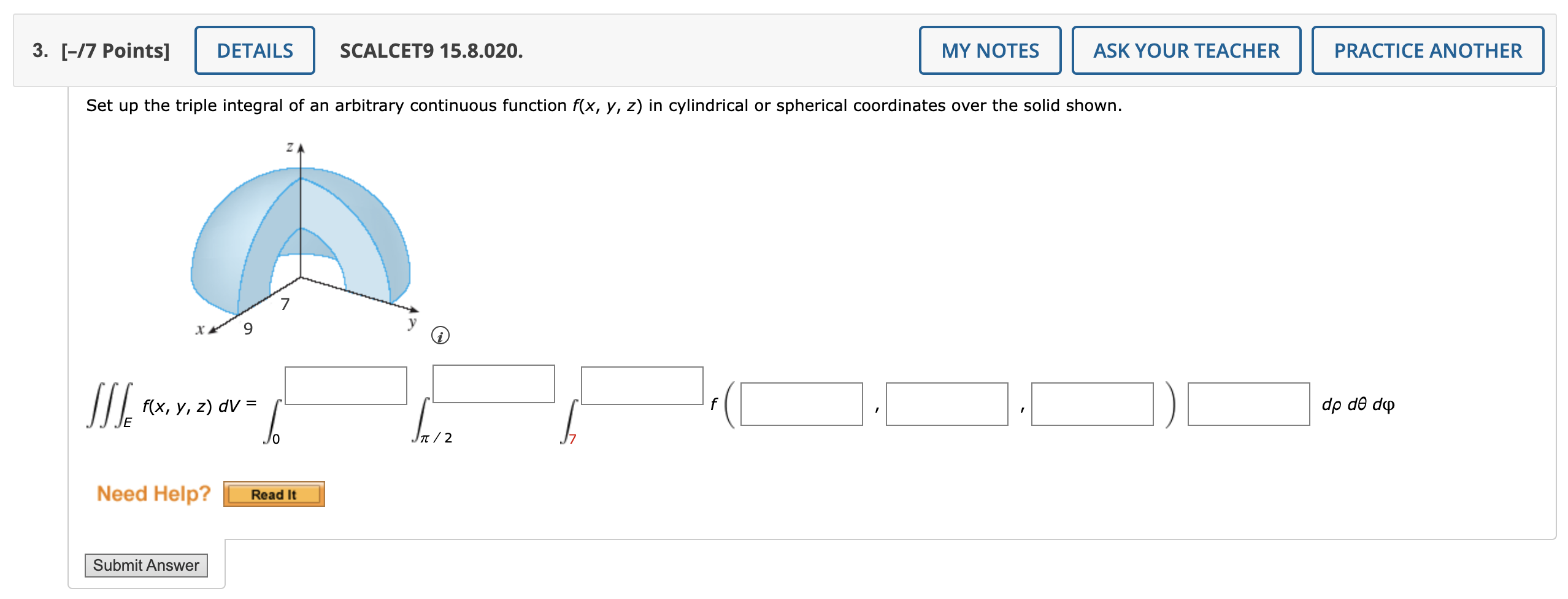 Solved Set Up The Triple Integral Of An Arbitrary Continuous Chegg