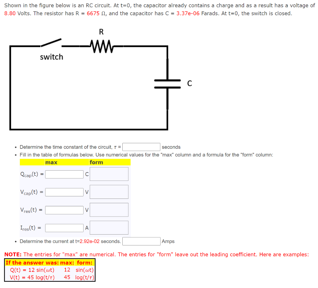 Solved Shown In The Figure Below Is An Rc Circuit At T Chegg