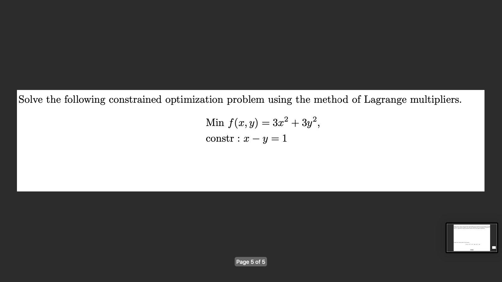 Solved Solve The Following Constrained Optimization Problem Chegg