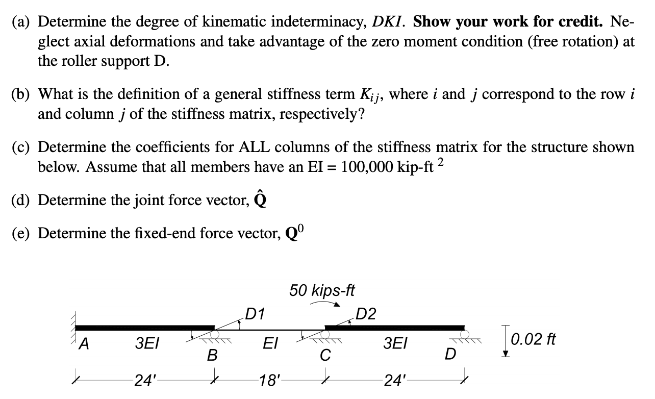 Solved A Determine The Degree Of Kinematic Indeterminacy Chegg