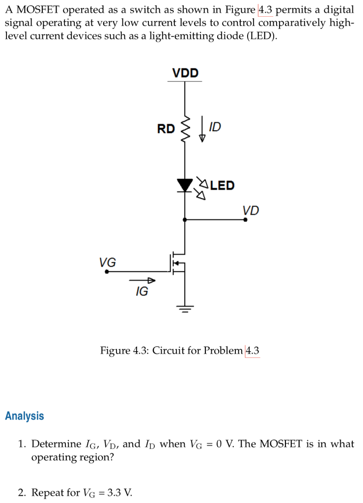 Solved A MOSFET Operated As A Switch As Shown In Figure 4 3 Chegg