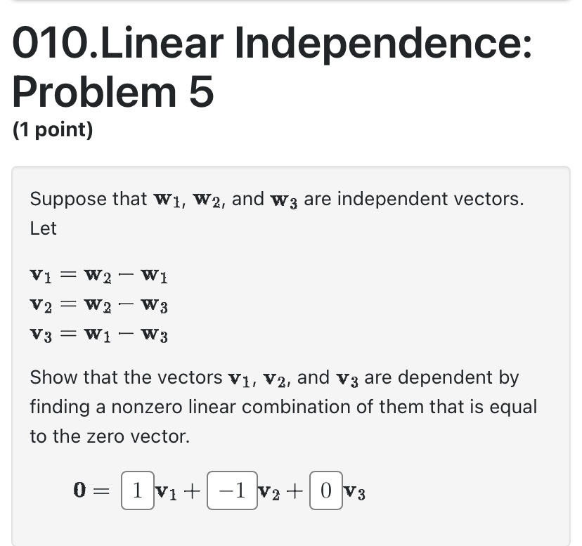 Solved Linear Independence Problem Point Suppose Chegg