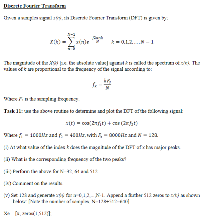 Solved Discrete Fourier Transform Given A Samples Signal Chegg