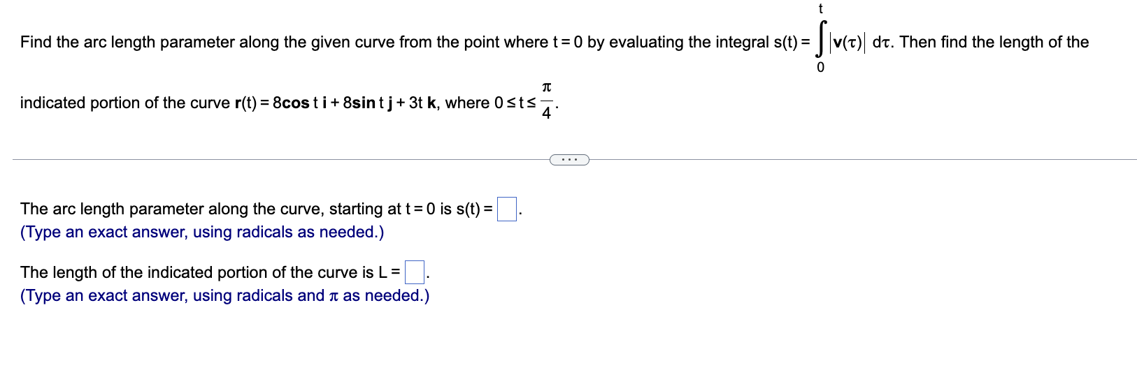 Solved Find The Arc Length Parameter Along The Given Curve Chegg