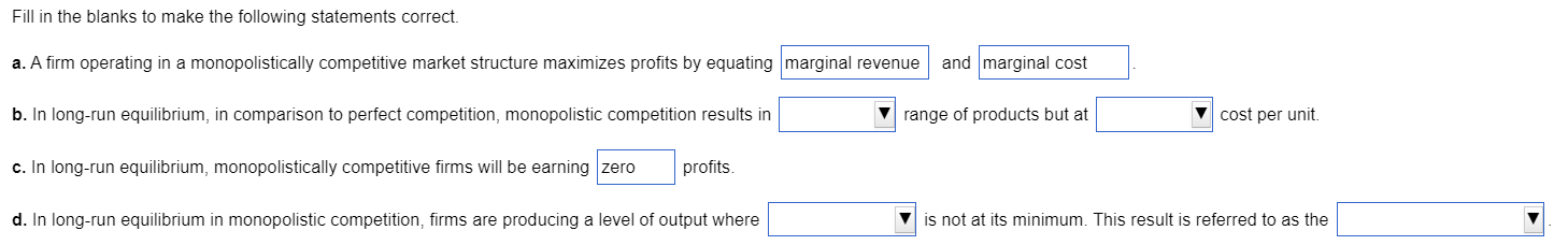 Solved Fill In The Blanks To Make The Following Statements Chegg