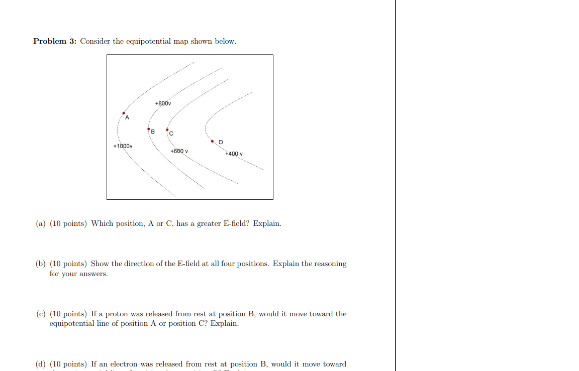 Solved Problem 3 Consider The Equipotential Map Shown Chegg