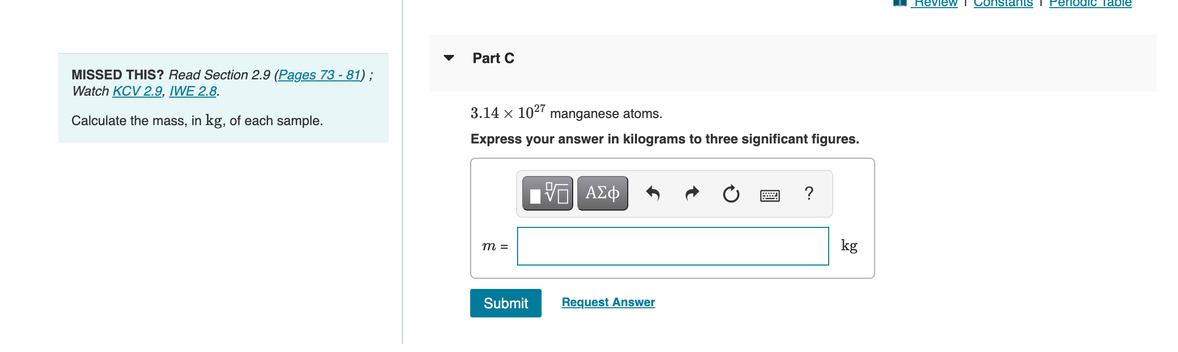 Solved Review Constants Periodic Table Part A Missed Chegg