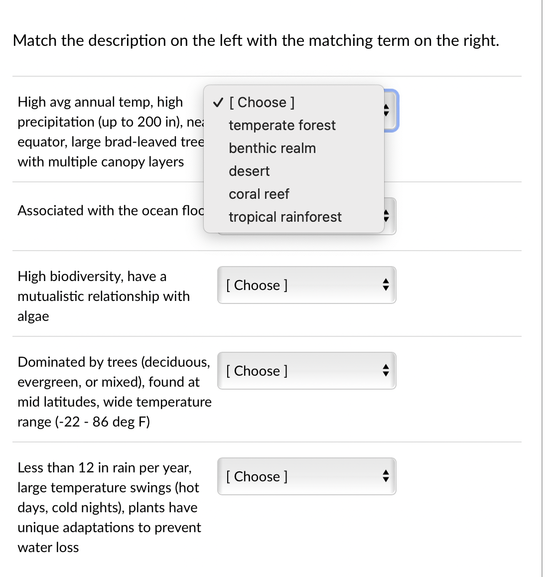 Solved Match The Description On The Left With The Matching Chegg