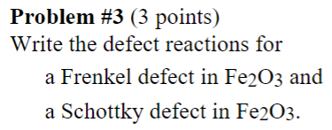 Solved Problem Points Write The Defect Reactions For Chegg