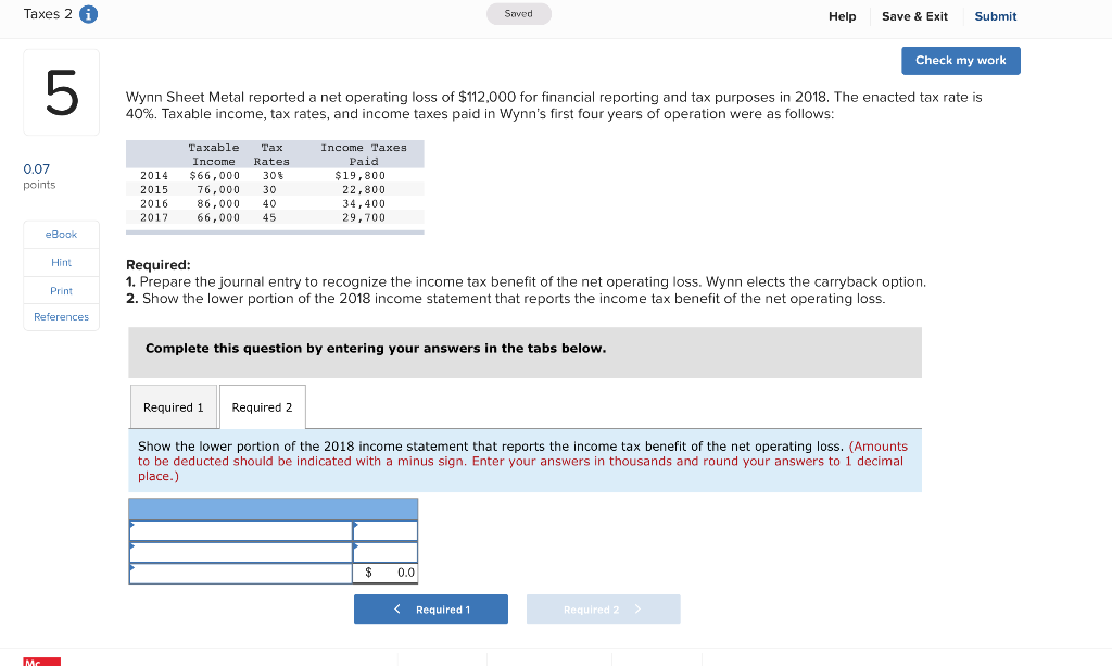 Solved Taxes Saved Help Save Exitsubmit Check My Work Chegg