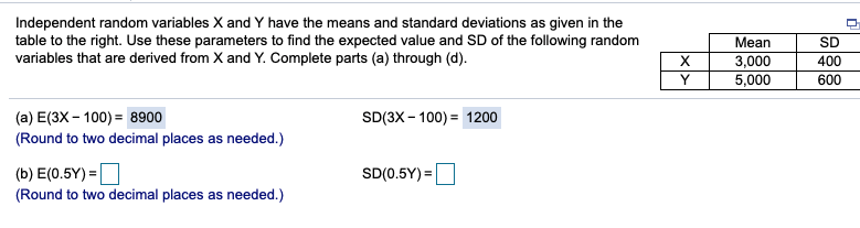 Solved Independent Random Variables X And Y Have The Means Chegg