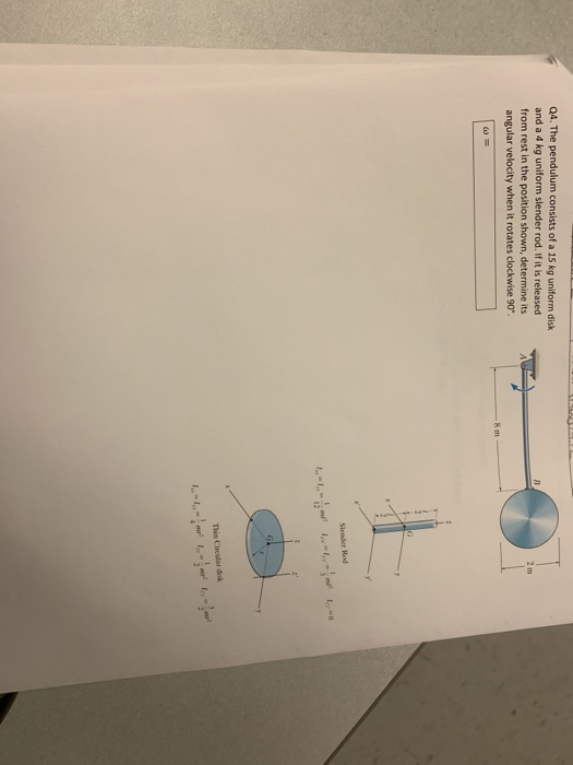 Solved Q The Pendulum Consists Of A Kg Uniform Disk And Chegg