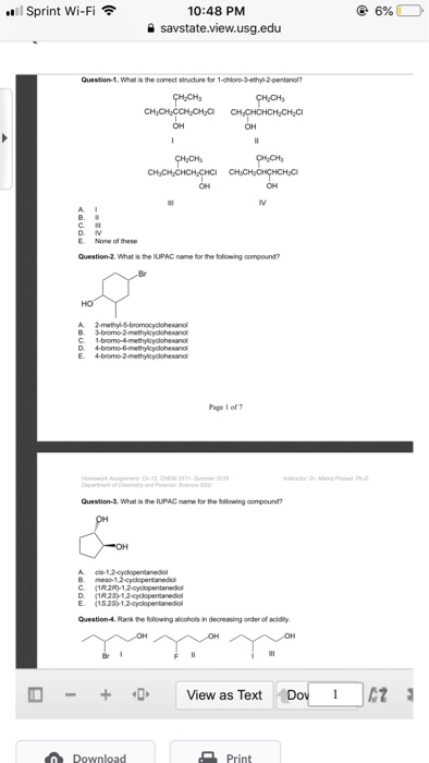Solved Sprint Wi Fi 10 48 PM 6 Savstate View Usg Edu Chegg