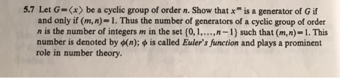 Solved Let G Be A Cyclic Group Of Order N Show That X M Chegg