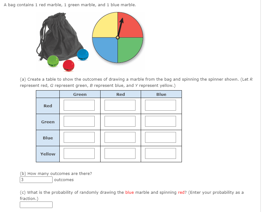 Solved A Bag Contains 1 Red Marble 1 Green Marble And 1 Chegg