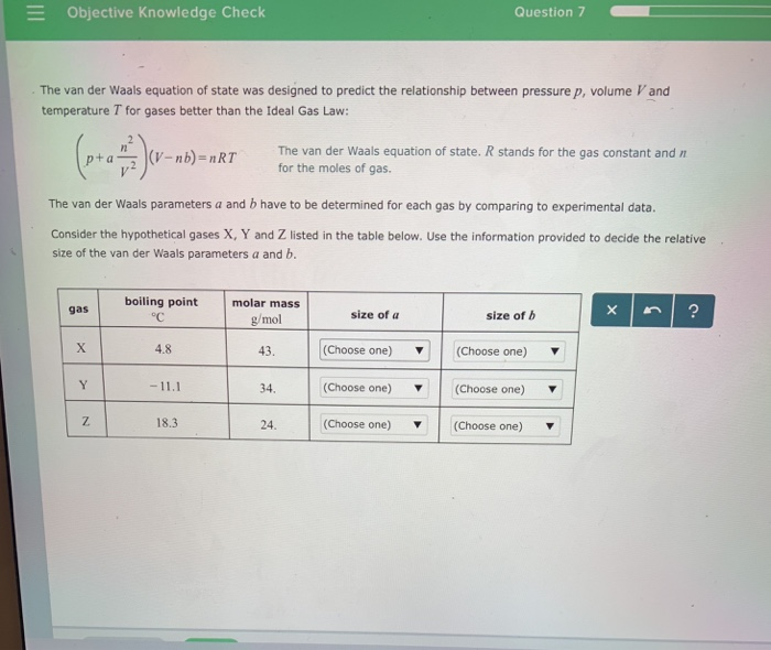 Solved Objective Knowledge Check Question The Van Der Chegg