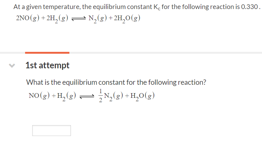 Solved At A Given Temperature The Equilibrium Constant Kc Chegg