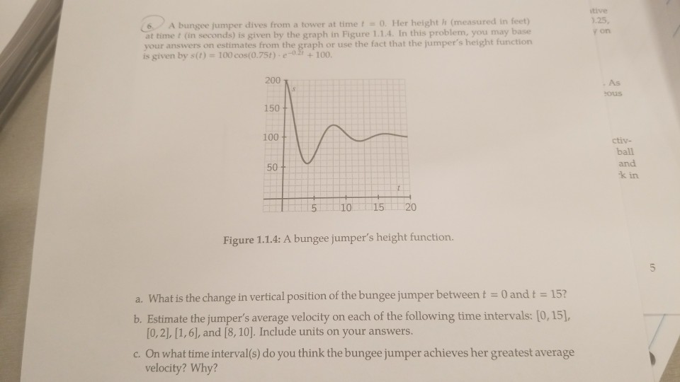 Solved Tive E A Bungee Jumper Dives From A Tower At Chegg