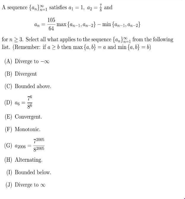 Solved A Sequence An Satisfies A A And Chegg