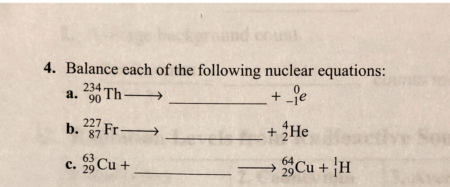 Solved A Balance Each Of The Following Nuclear Chegg