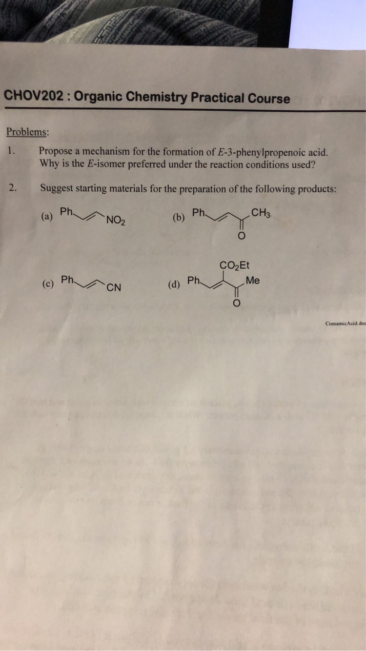 Solved Propose A Mechanism For The Formation Of E Chegg