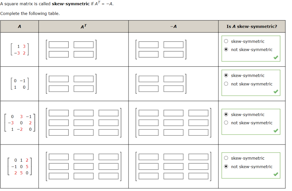 Solved A Square Matrix Is Called Skew Symmetric If At A Chegg