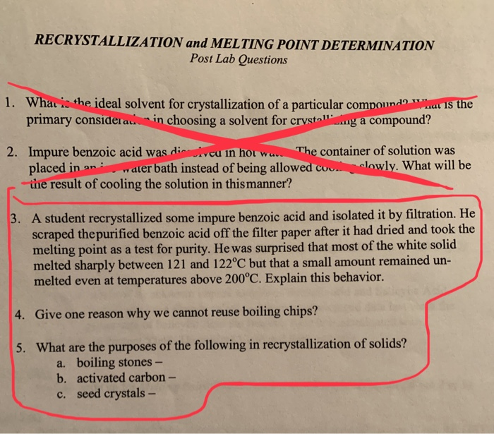 Solved RECRYSTALLIZATION And MELTING POINT DETERMINATION Chegg