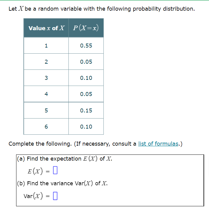 Solved Let X Be A Random Variable With The Chegg