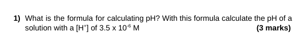 Solved 1 What Is The Formula For Calculating PH With This Chegg