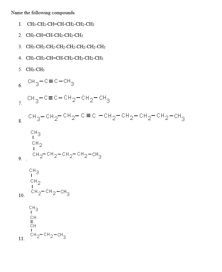 Solved Name The Following Compounds 1 Chegg