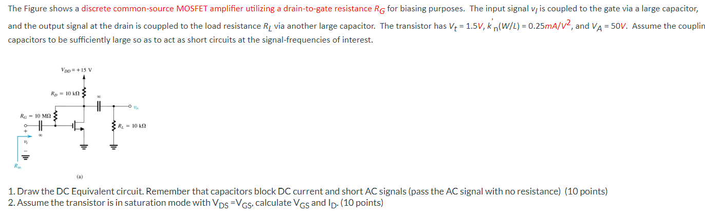 Solved The Figure Shows A Discrete Common Source Mosfet Chegg