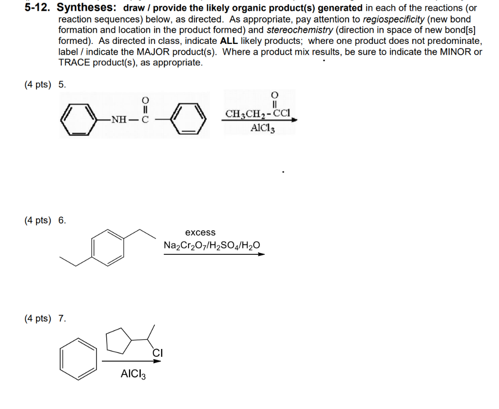 Solved 5 12 Syntheses Draw Provide The Likely Organic Chegg