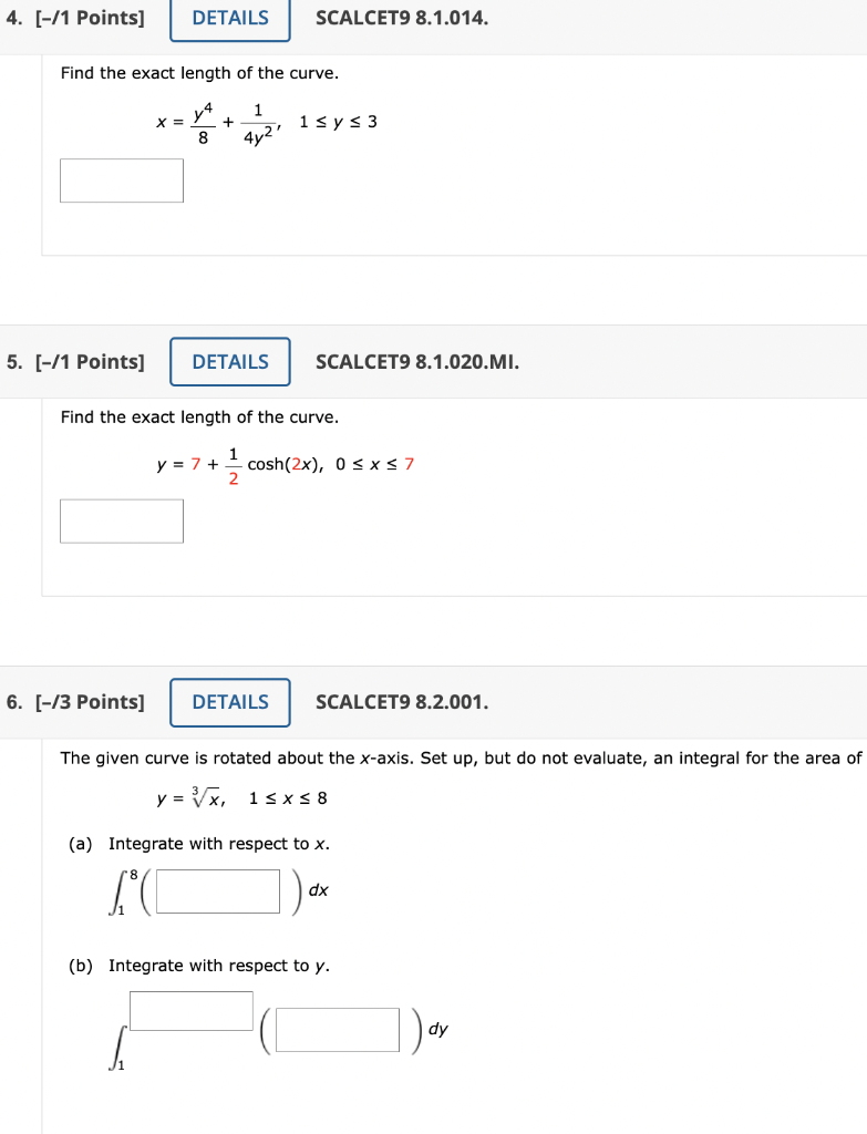 Solved 4 1 Points DETAILS SCALCET9 8 1 014 Find The Chegg