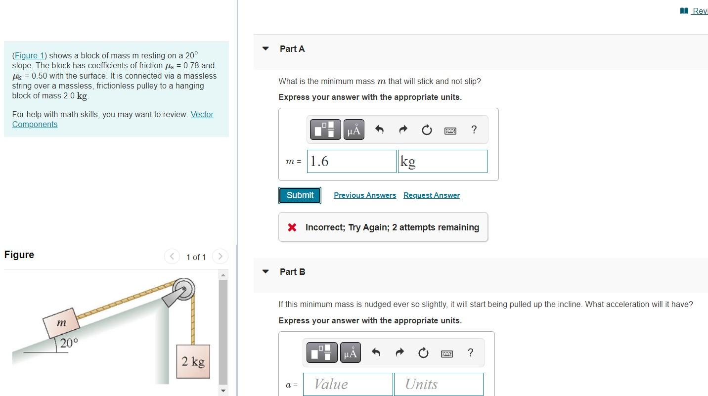 Solved Figure 1 Shows A Block Of Mass M Resting On A 20 Chegg