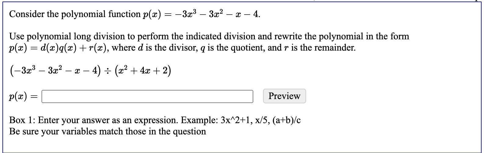 Solved Consider The Polynomial Function P X 3x33x2x4 Chegg