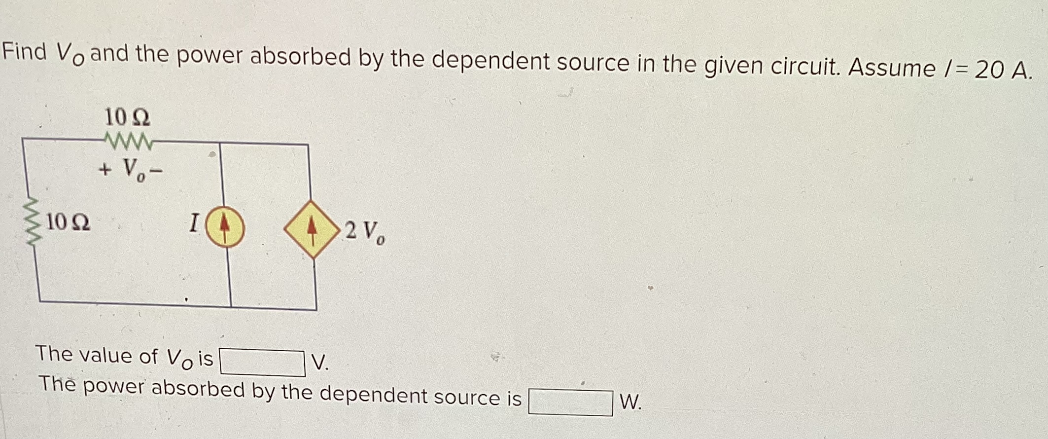 Solved Find Vo And The Power Absorbed By The Dependent Chegg