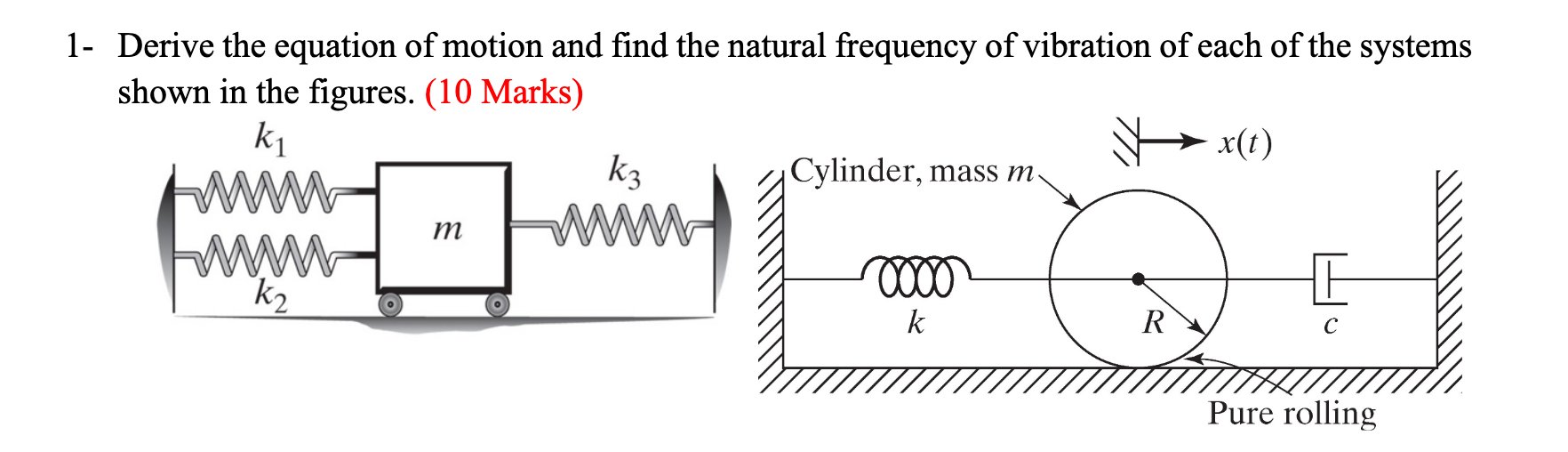 Solved 1 Derive The Equation Of Motion And Find The Natural Chegg