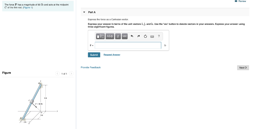 Solved Review The Force F Has A Magnitude Of Lb And Acts Chegg