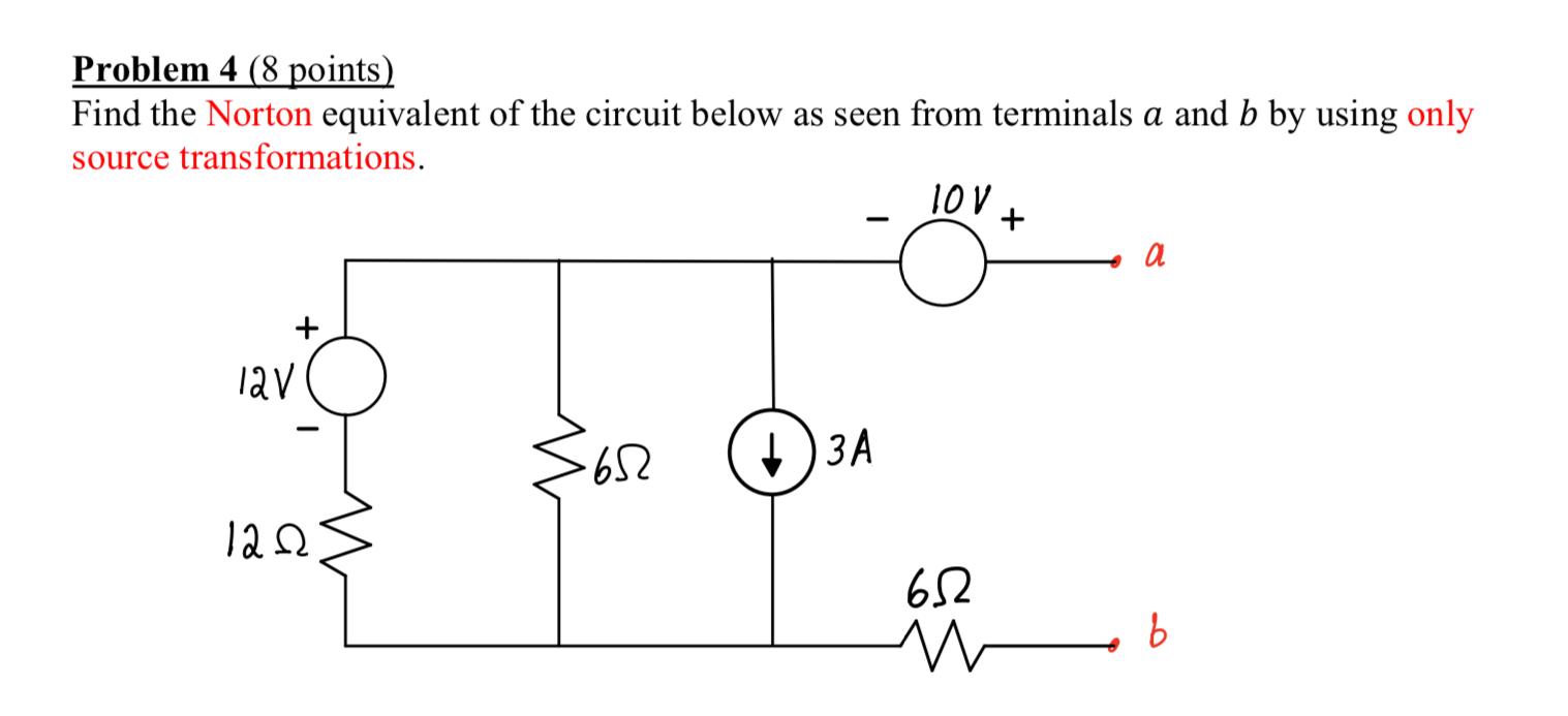 Solved Problem Points Find The Norton Equivalent Of Chegg