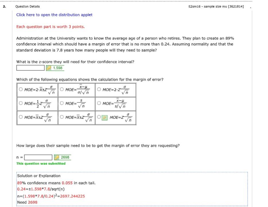 Solved Click Here To Open The Distribution Applet Each Chegg