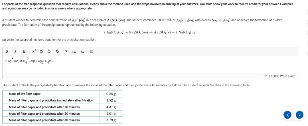 Solved For Parts Of The Free Response Question That Require Chegg