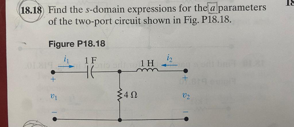 Solved Find The S Domain Expressions For The Parameters Chegg