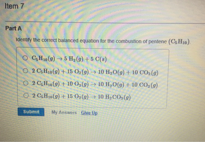 Solved Item Part A Identify The Correct Balanced Equation Chegg