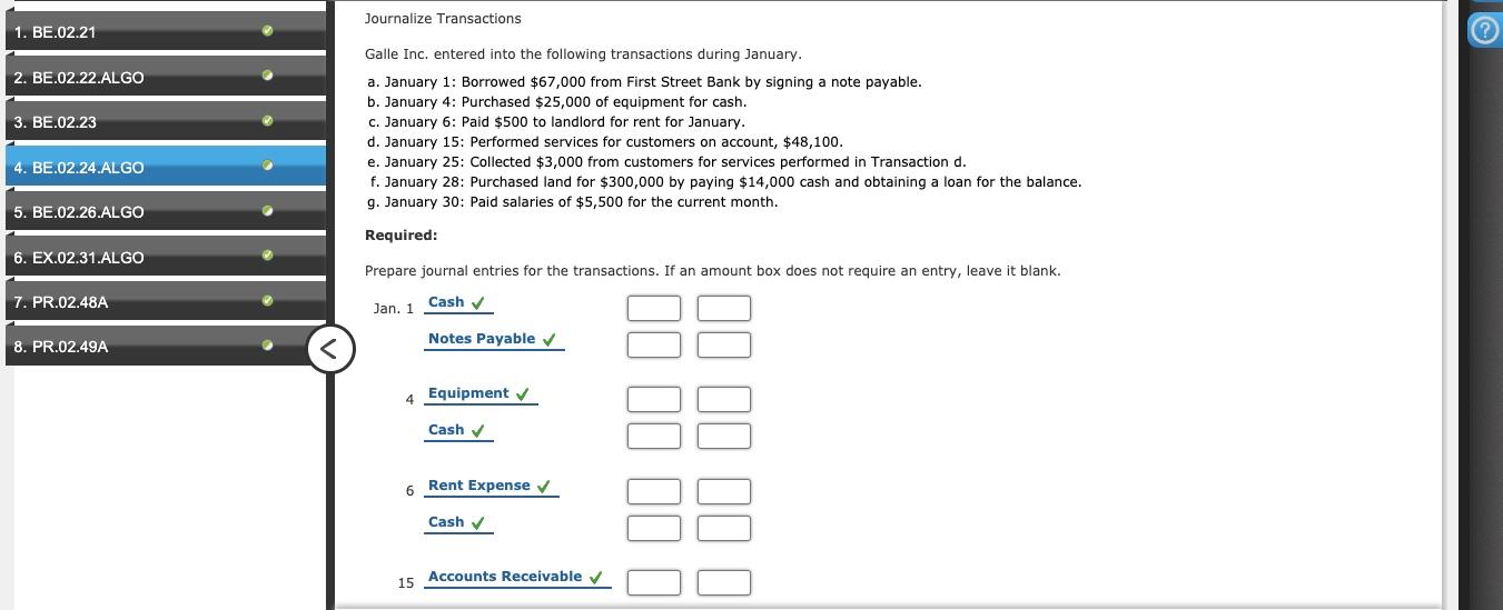 Solved Journalize Transactions Be Be Algo Chegg