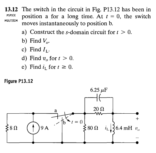 Solved The Switch In The Circuit In Fig P Has Chegg